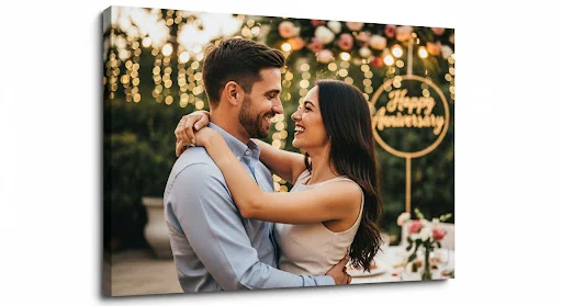 Anniversary-themed custom canvas print by CanvasJet featuring a couple - CanvasJet.com Anniversary-themed custom canvas print by CanvasJet featuring a couple