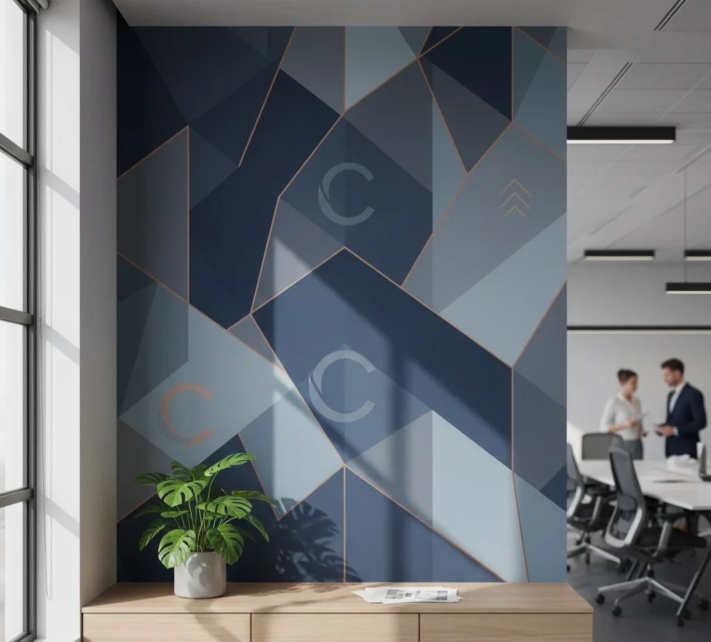 Abstract geometric wallpaper for modern office by CanvasJet - CanvasJet.com Abstract geometric wallpaper for modern office by CanvasJet