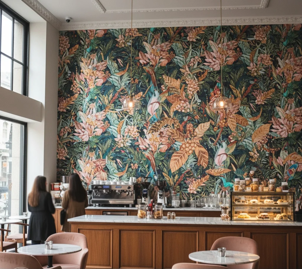 Vibrant artistic wallpaper for retail hospitality by CanvasJet