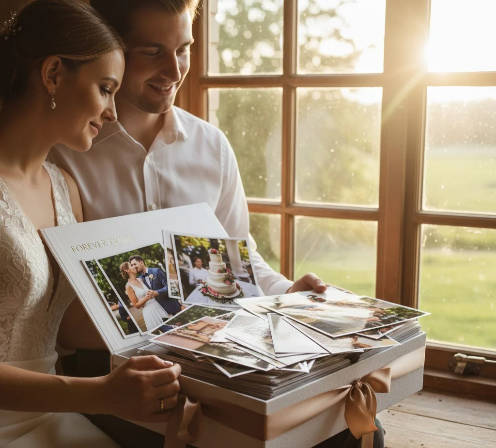 Couple with custom wedding photo print memory box - CanvasJet.com Couple with custom wedding photo print memory box